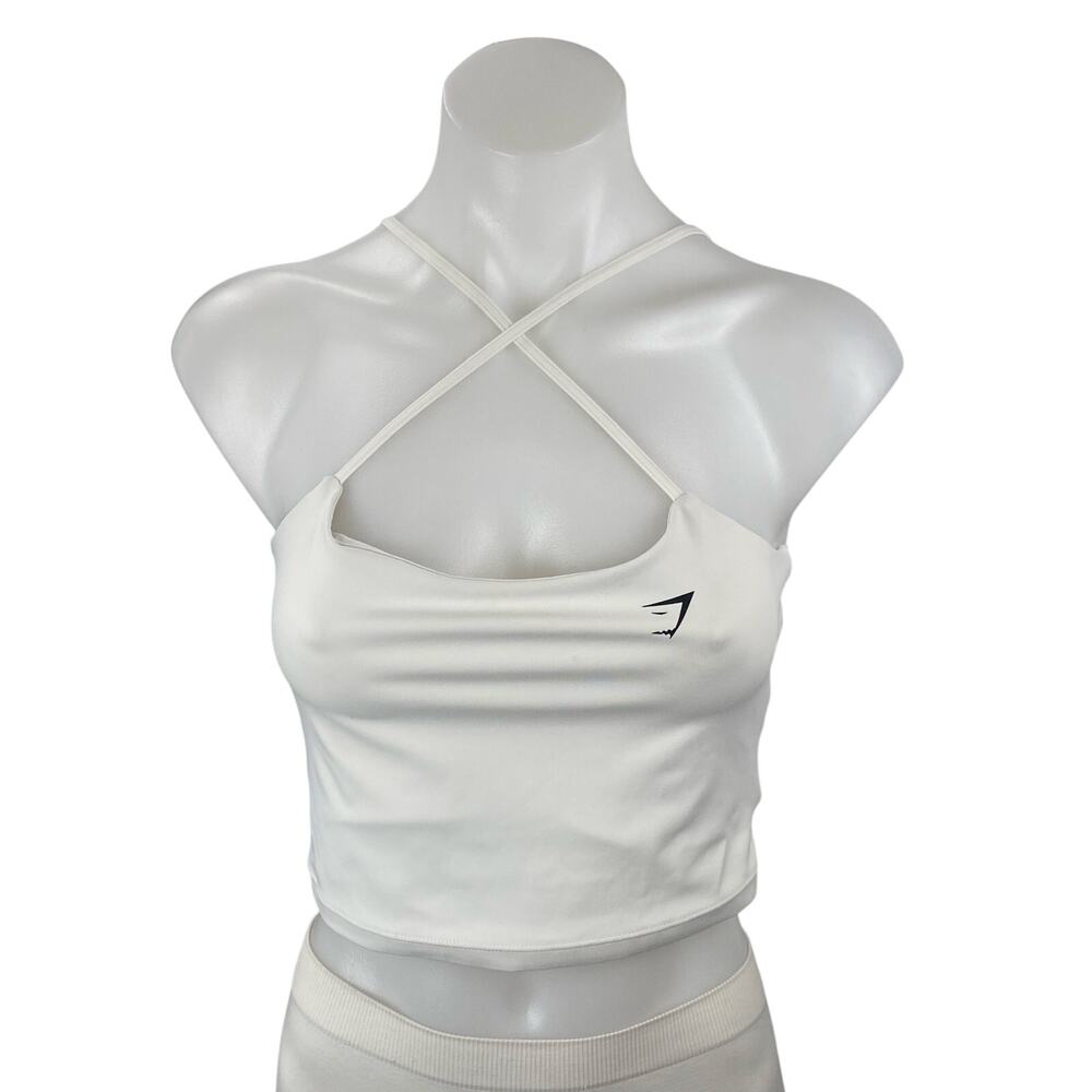 Gymshark Womens White Criss Cross Yoga Athletic Activewear Crop Cami Tank Top XS